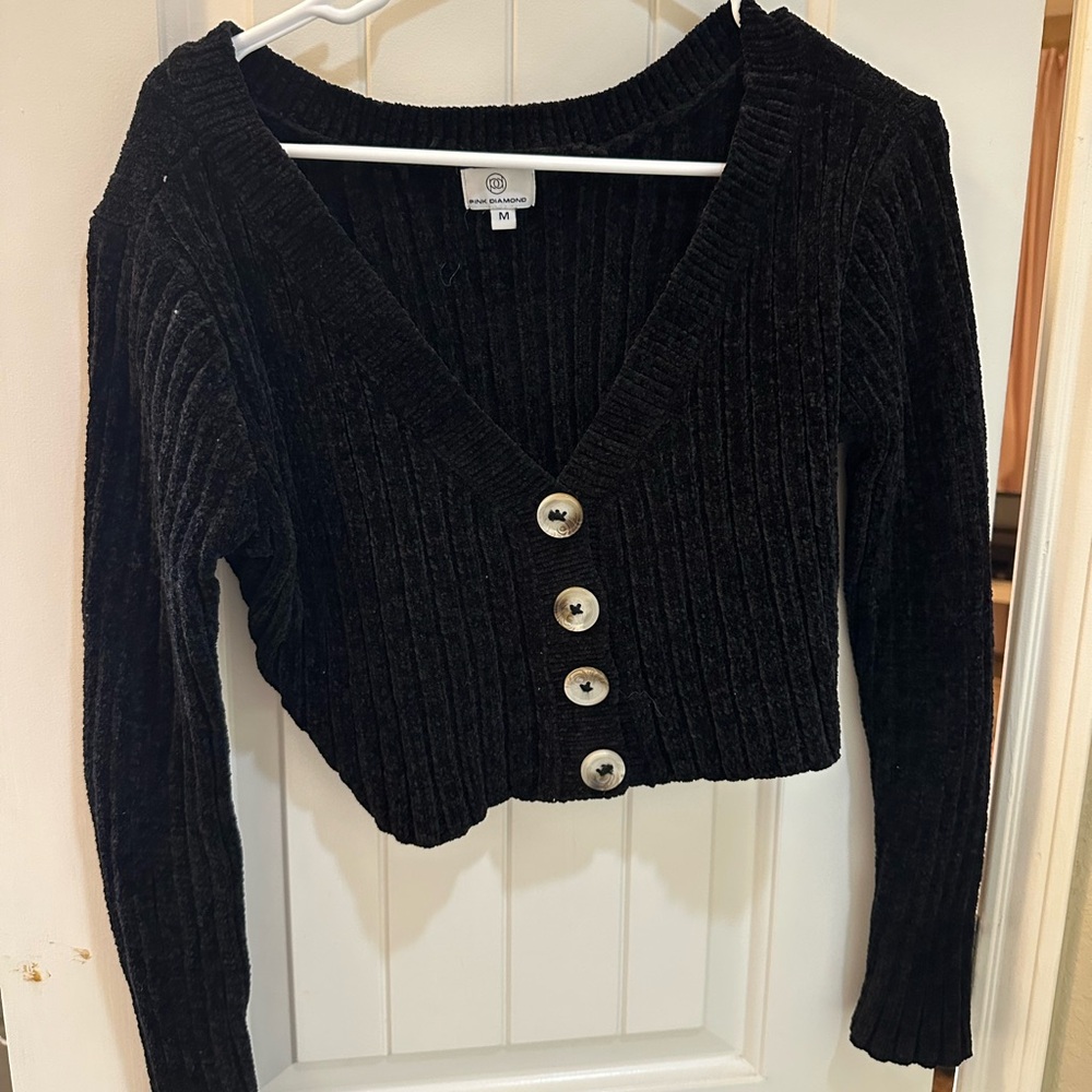 Black Button-Up Women's Sweater